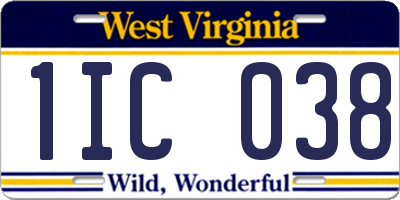 WV license plate 1IC038