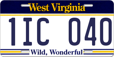 WV license plate 1IC040