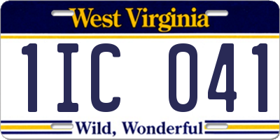 WV license plate 1IC041