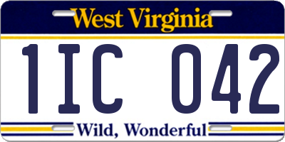 WV license plate 1IC042