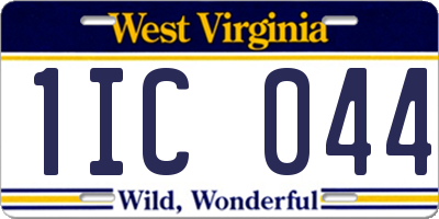WV license plate 1IC044