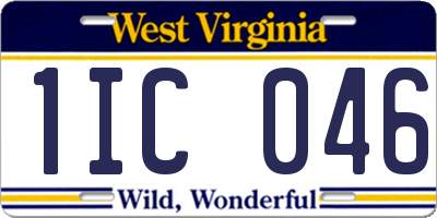 WV license plate 1IC046