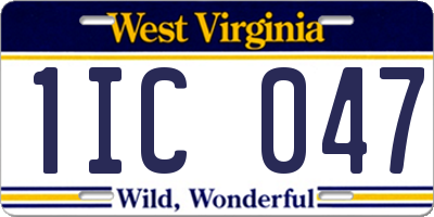 WV license plate 1IC047