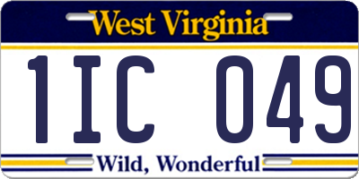 WV license plate 1IC049