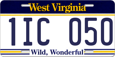 WV license plate 1IC050
