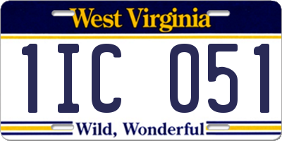 WV license plate 1IC051