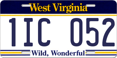 WV license plate 1IC052