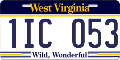 WV license plate 1IC053