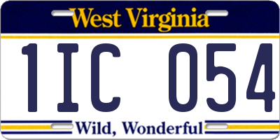 WV license plate 1IC054