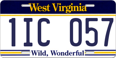 WV license plate 1IC057