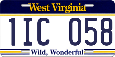 WV license plate 1IC058