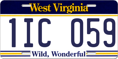 WV license plate 1IC059
