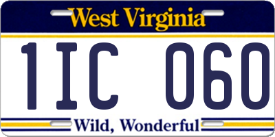 WV license plate 1IC060
