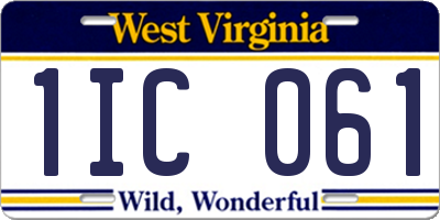WV license plate 1IC061