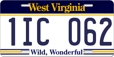 WV license plate 1IC062