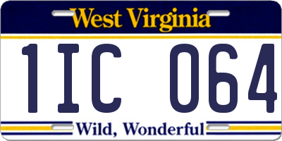 WV license plate 1IC064
