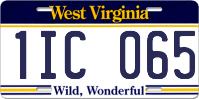 WV license plate 1IC065