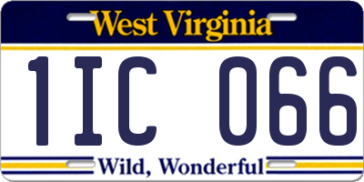 WV license plate 1IC066