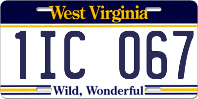 WV license plate 1IC067