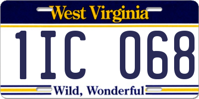 WV license plate 1IC068