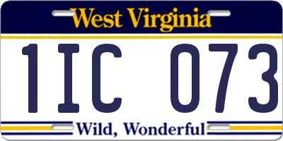 WV license plate 1IC073