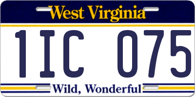 WV license plate 1IC075