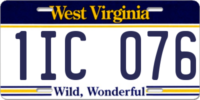 WV license plate 1IC076
