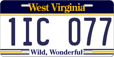WV license plate 1IC077