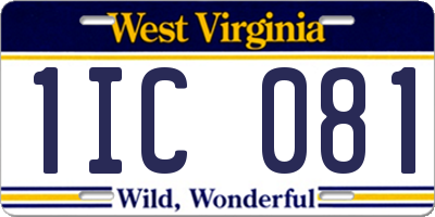 WV license plate 1IC081