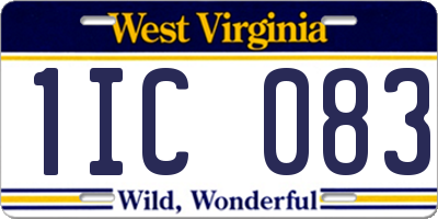 WV license plate 1IC083