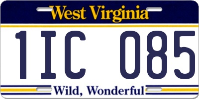 WV license plate 1IC085