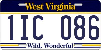 WV license plate 1IC086
