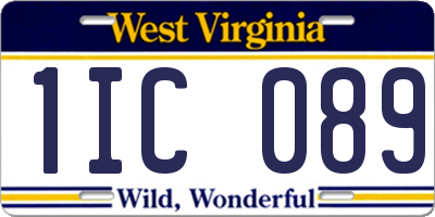 WV license plate 1IC089