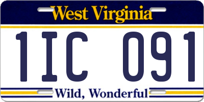 WV license plate 1IC091