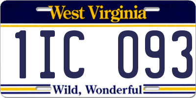 WV license plate 1IC093