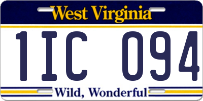 WV license plate 1IC094