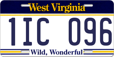 WV license plate 1IC096