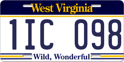 WV license plate 1IC098