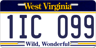 WV license plate 1IC099