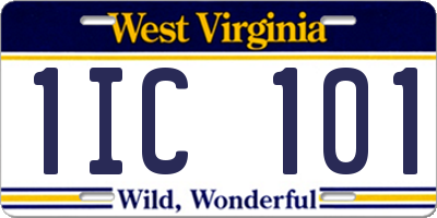 WV license plate 1IC101