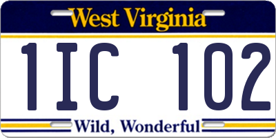 WV license plate 1IC102