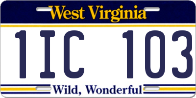 WV license plate 1IC103