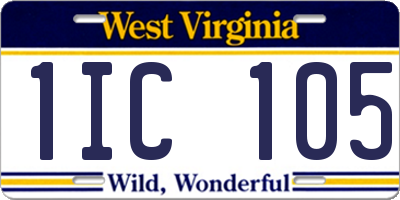 WV license plate 1IC105