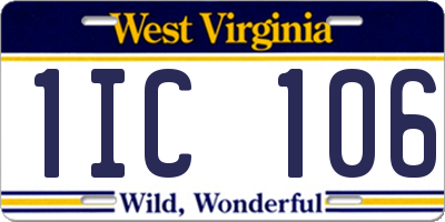WV license plate 1IC106