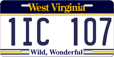 WV license plate 1IC107