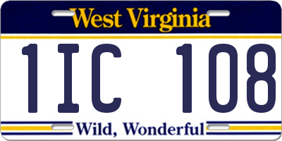 WV license plate 1IC108