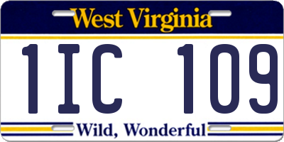 WV license plate 1IC109