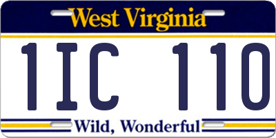 WV license plate 1IC110