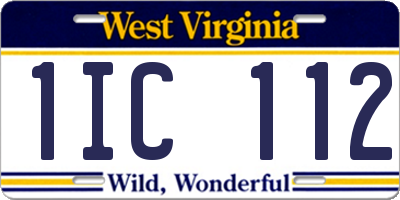 WV license plate 1IC112