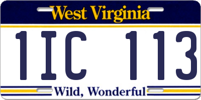 WV license plate 1IC113